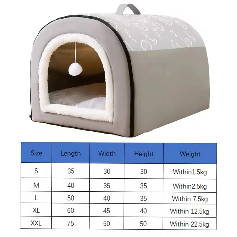 Warm Dog House Detachable Pet Sleeping Bed for Small Medium Dogs Cats Soft Non-slip Dog Kennel Puppy Kitten Nest Pet Supplies