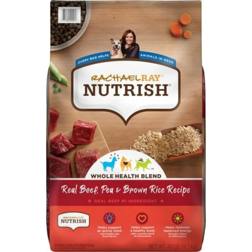 Rachael Ray Nutrish Premium Natural Dry Dog Food, Real Beef, Pea, & Brown Rice Recipe, 40 Pound Bag (Packaging May Vary)