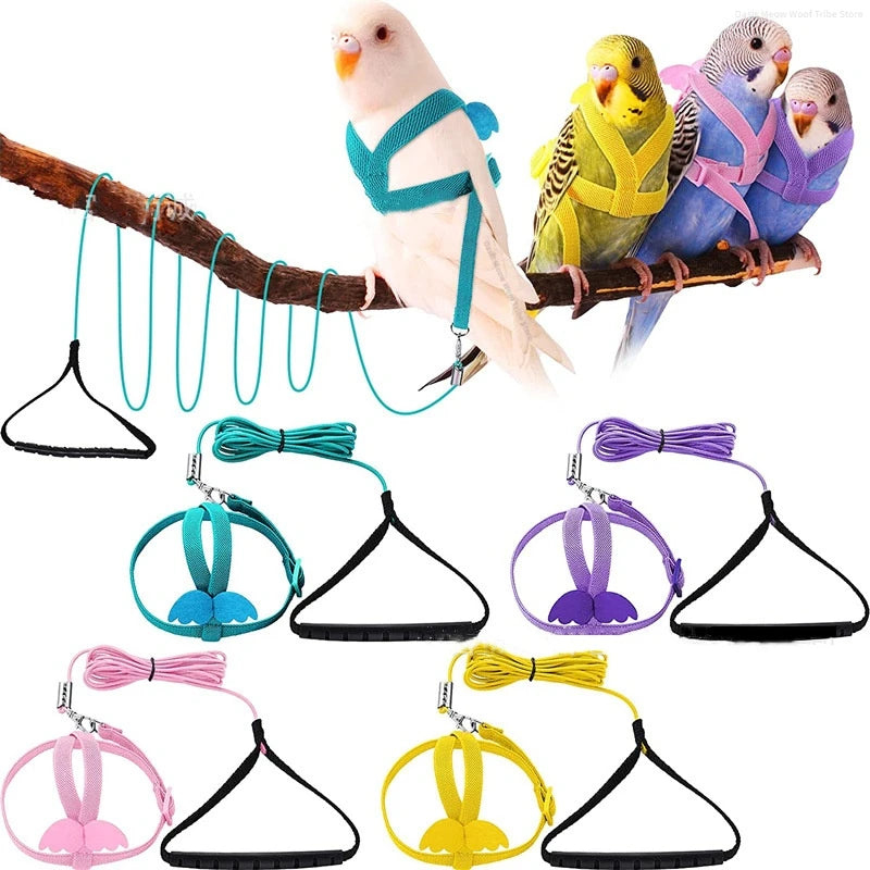 Bird Flying Harness Leash Suit Long Cable Bird Harness Leash Anti-Bite Training Rope Decorative small Parakeet Parrot Vest Rope