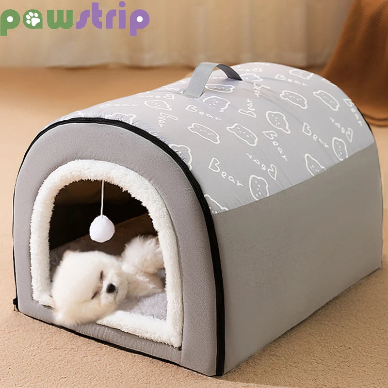 Warm Dog House Detachable Pet Sleeping Bed for Small Medium Dogs Cats Soft Non-slip Dog Kennel Puppy Kitten Nest Pet Supplies