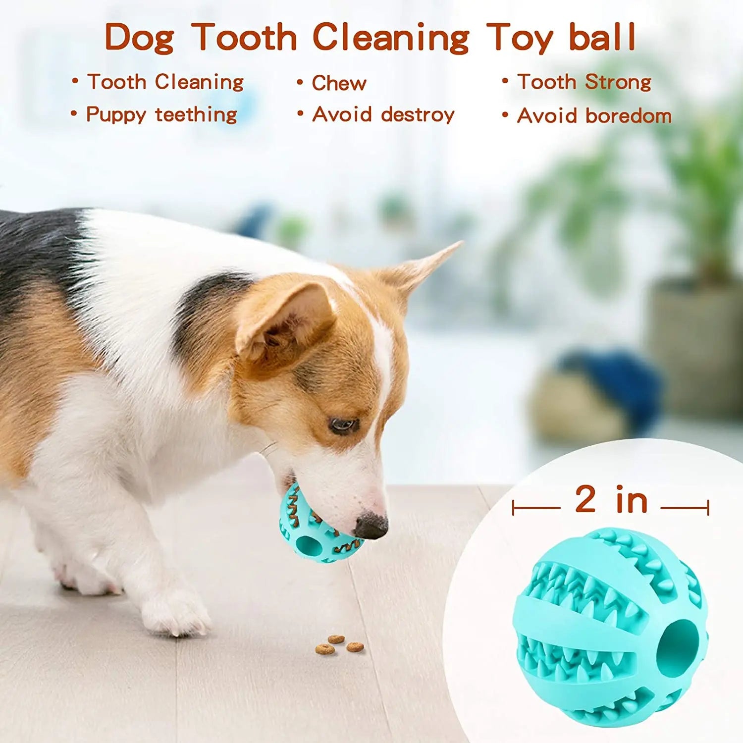 Dog Chew Toy Teeth Cleaning Snack Ball Pet Dog Toy Ball Natural Rubber Super Tough Interactive Bouncy Pet Supplies